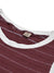 Roxy Sleeveless Pocket Style Vest T Shirt For Ladies-Burgundy With Stripes-BE949/BR13197