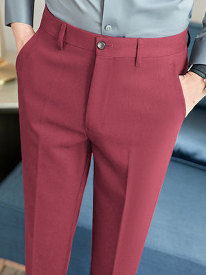 Louis Vicaci Interlock Stretchy Slim Fit Pent For Men-Dark Pink-BR457