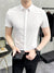 Louis Vicaci Super Stretchy Slim Fit Half Sleeve Summer Formal Casual Shirt For Men-White-BR572