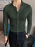 Louis Vicaci Super Stretchy Slim Fit Long Sleeve Summer Formal Casual Shirt For Men-Dark Green Wrinkle-SP2218/RT2515