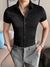 Louis Vicaci Super Stretchy Slim Fit Half Sleeve Summer Formal Casual Shirt For Men-Black-BR524