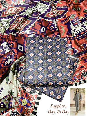 SAPPHIRE 90/70 Digital Printed Lawn Unstitched 3 Pcs Suit For Women-BE2962/LV275