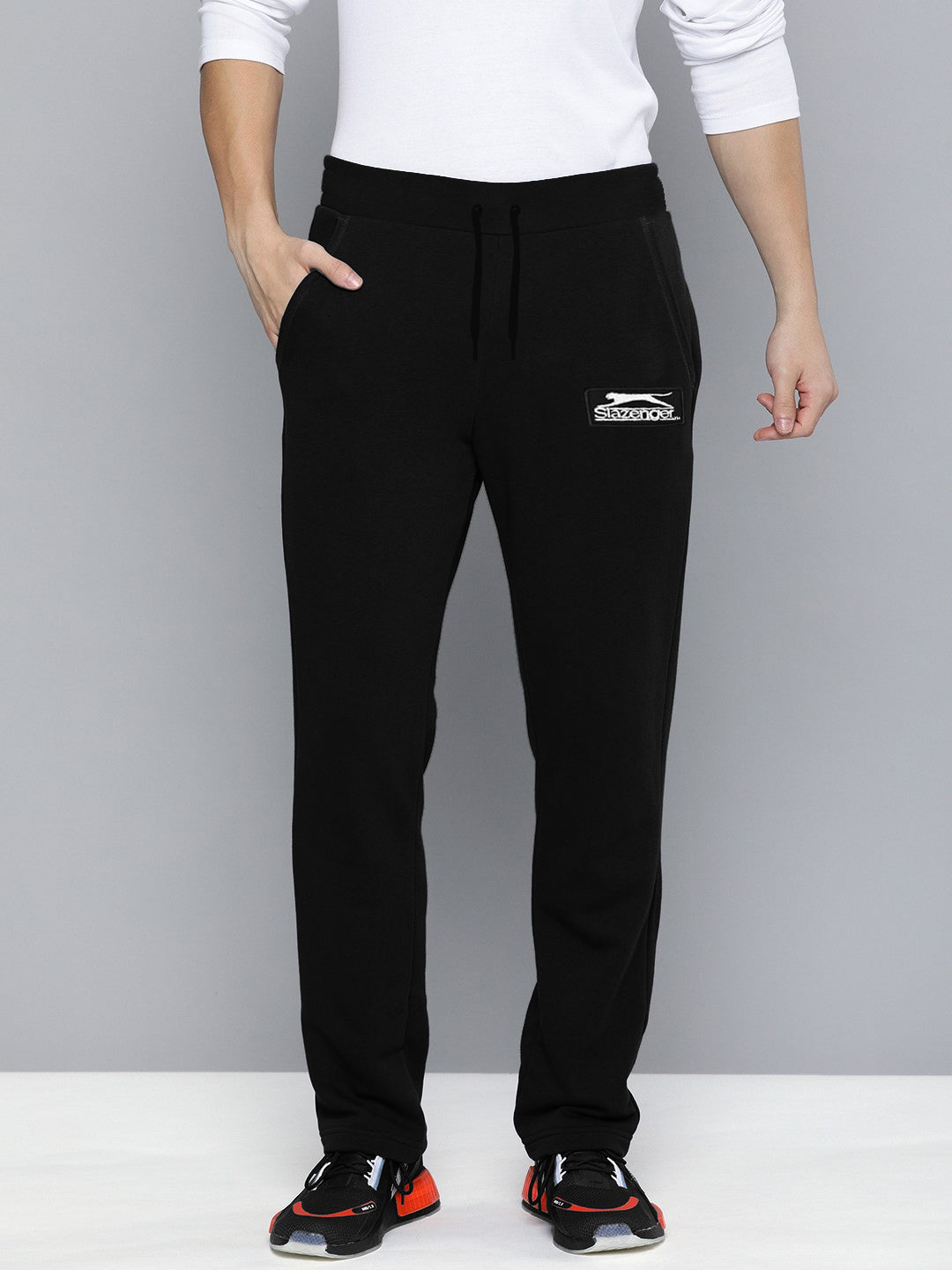 SLAZENGER Straight Fit Fleece Sweatpant For Men-Black-BE2799