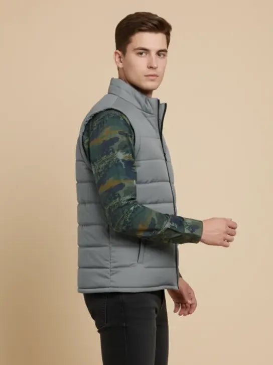 Payper Winter Sleeveless Zipper Mockneck Jacket For Men-Light Grey-PH30