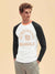 47 Raglan Sleeve Crew Neck Tee Shirt For Men-Off White & Black with Print-SP2830