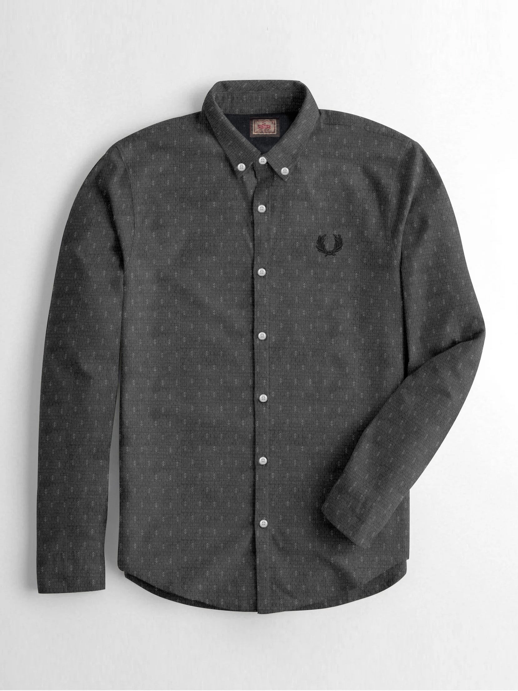 SS Premium Casual Shirt For Men-Dark Grey with Allover Print-BE1406