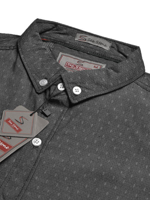 SS Premium Casual Shirt For Men-Dark Grey with Allover Print-BE1406