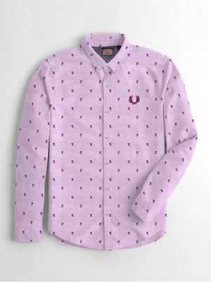 SS Premium Casual Shirt For Men-Purple with Allover Print-BE1412