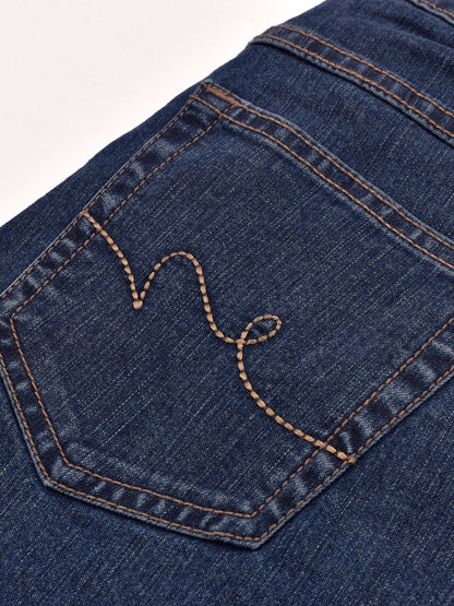 Stookers Straight Fit Stretch Denim For Ladies-Dark Blue-BR148