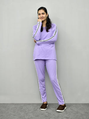 AD Single Jersey Tracksuit For Ladies-Light Purple-RZ08