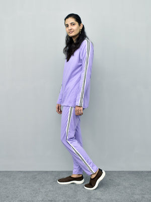 AD Single Jersey Tracksuit For Ladies-Light Purple-RZ08