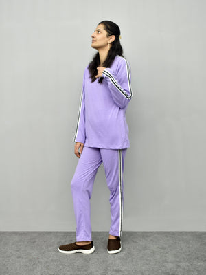 AD Single Jersey Tracksuit For Ladies-Light Purple-RZ08