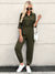 BLFD Butoons Front Jumpsuit For Ladies-Dark Olive-SP3362