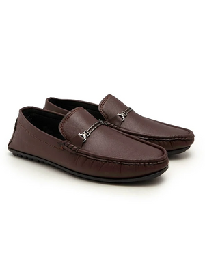 Men's Comfortable Loafer Shoes With Buckle-Brown-SP6205