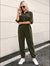 BLFD Butoons Front Jumpsuit For Ladies-Dark Olive-SP3362