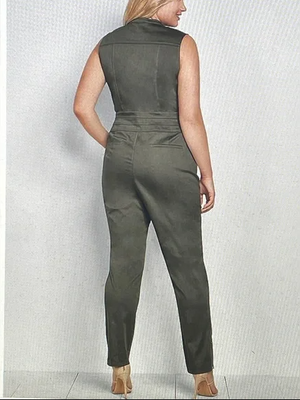 Venus Zip Front Jumpsuit For Ladies-Olive SP3361