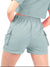 Rising Pop Button Shorts For Ladies-Sky Blue-SP3464