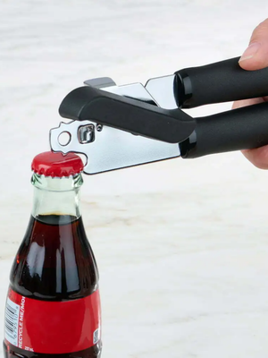 Mainstays 2 Ply Manual Can Opener with Integrated Bottle Opener, Black-SP2731