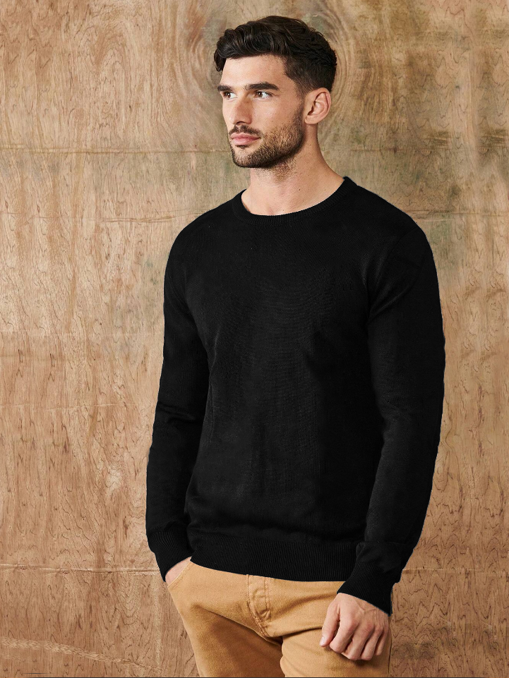 Full Fashion Wool Sweatshirt For Men-Black-BE387/BR1152