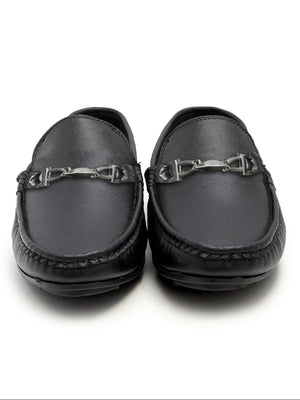 Men's Comfortable Loafer Shoes With Buckle-Black-AZ01