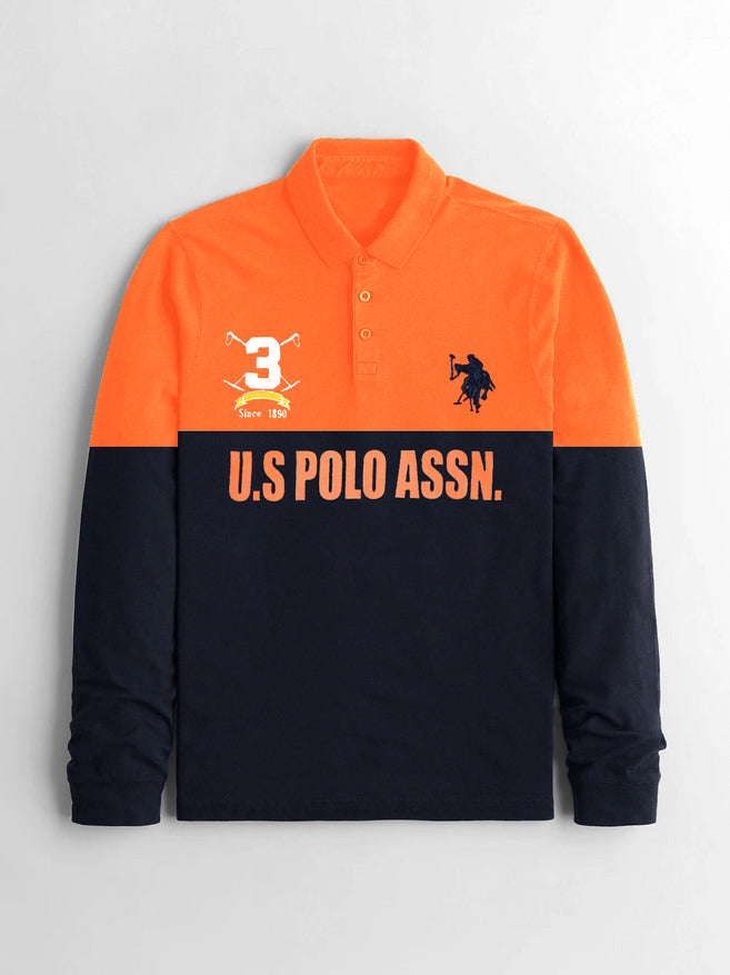 U.S.P.A Polo Shirt For Men-Orange & Dark Navy-RT35