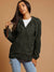 Rising Oversized Hooded Festival Rain Jacket For Ladies-Dark Olive-SP3292