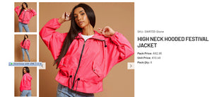 High Neck Hooded Festival Jacket For Ladies-Neon Pink-SP3269