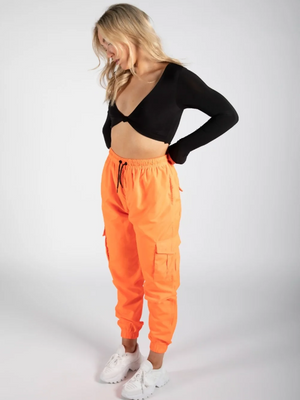 Cuffed Hem Shell Jogger Trouser For Ladies-Orange-SP3324