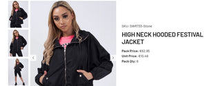 High Neck Hooded Festival Jacket For Ladies-Black-SP3263