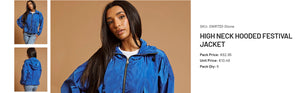 High Neck Hooded Festival Jacket For Ladies-Blue-SP3261