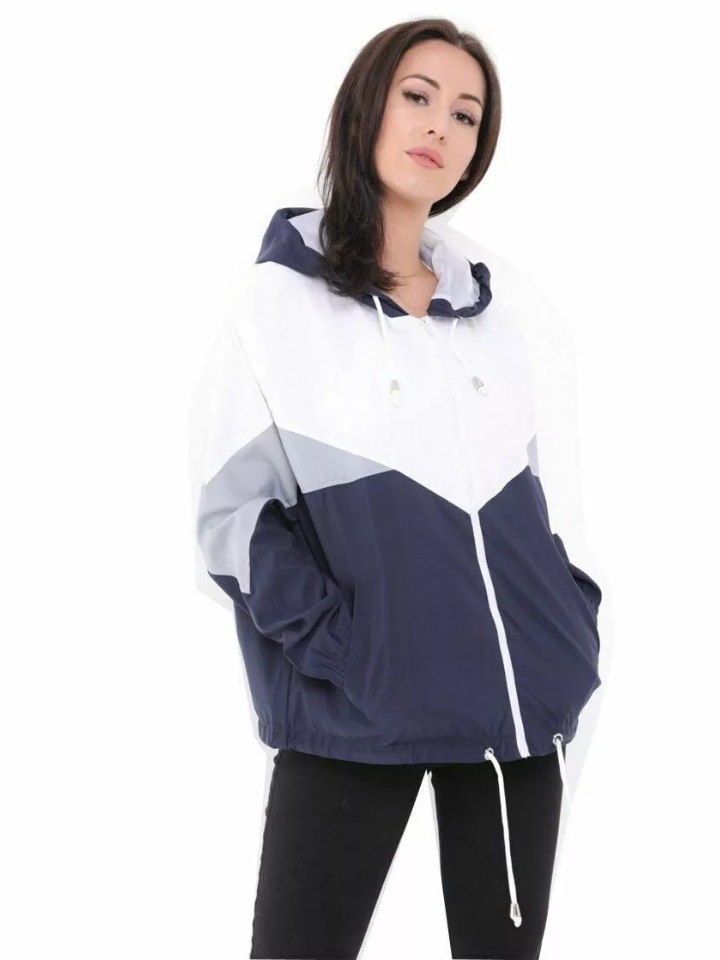 Rising Lightweight Festival Windcheater Hoodie For Ladies-Navy & White-SP3284