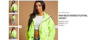 High Neck Hooded Festival Jacket For Ladies-Neon Green-SP3266