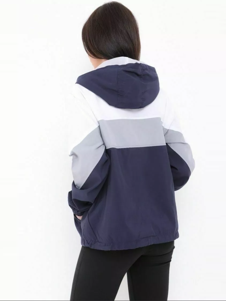 Rising Lightweight Festival Windcheater Hoodie For Ladies-Navy & White-SP3284