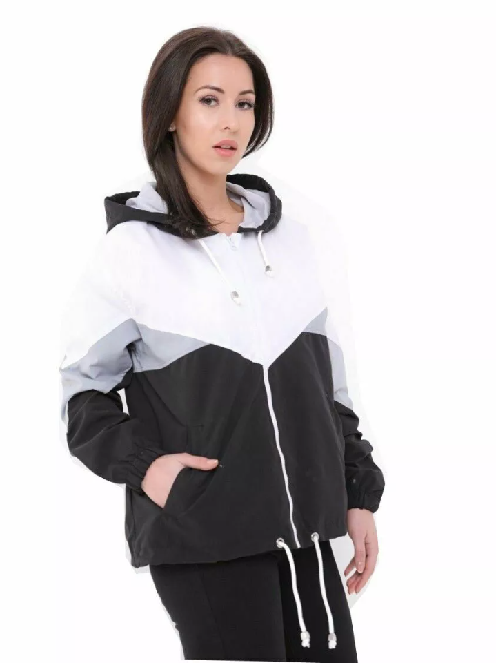 Rising Lightweight Festival Windcheater Hoodie For Ladies-Black & White-SP3285