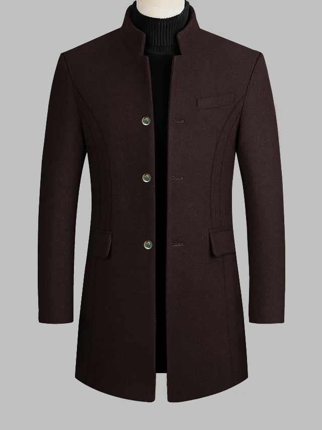 BUSEN Essential Stylish Wool Coat For Men-Dark Maroon-BE2166