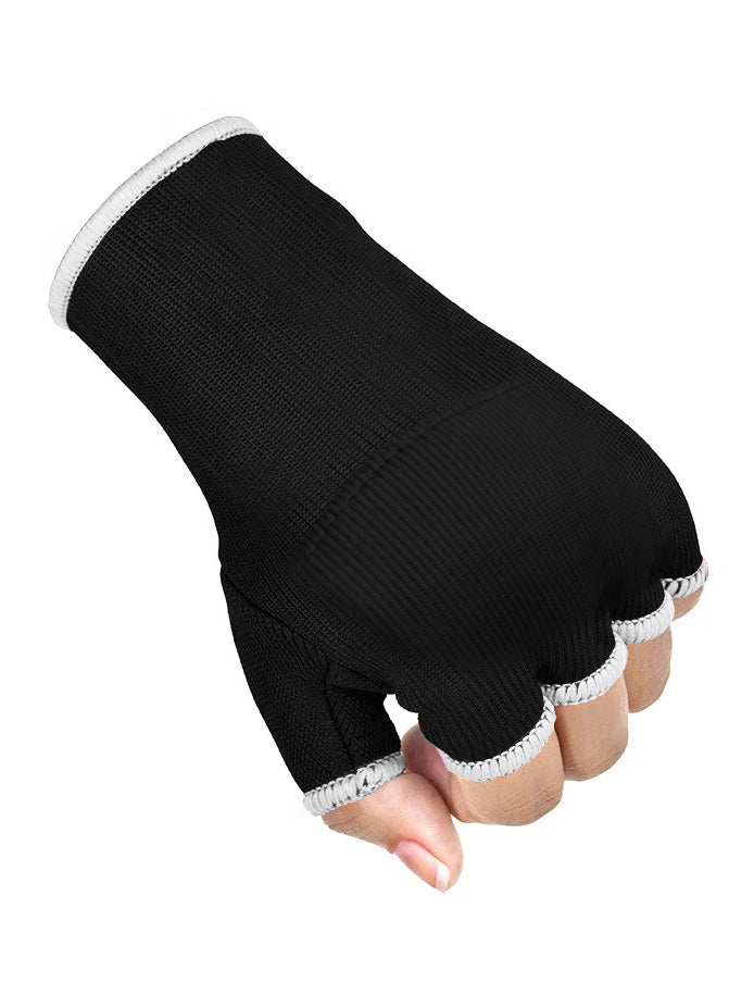 Single Left Hand Premium Quality Gel Gloves-Black with White-LV464