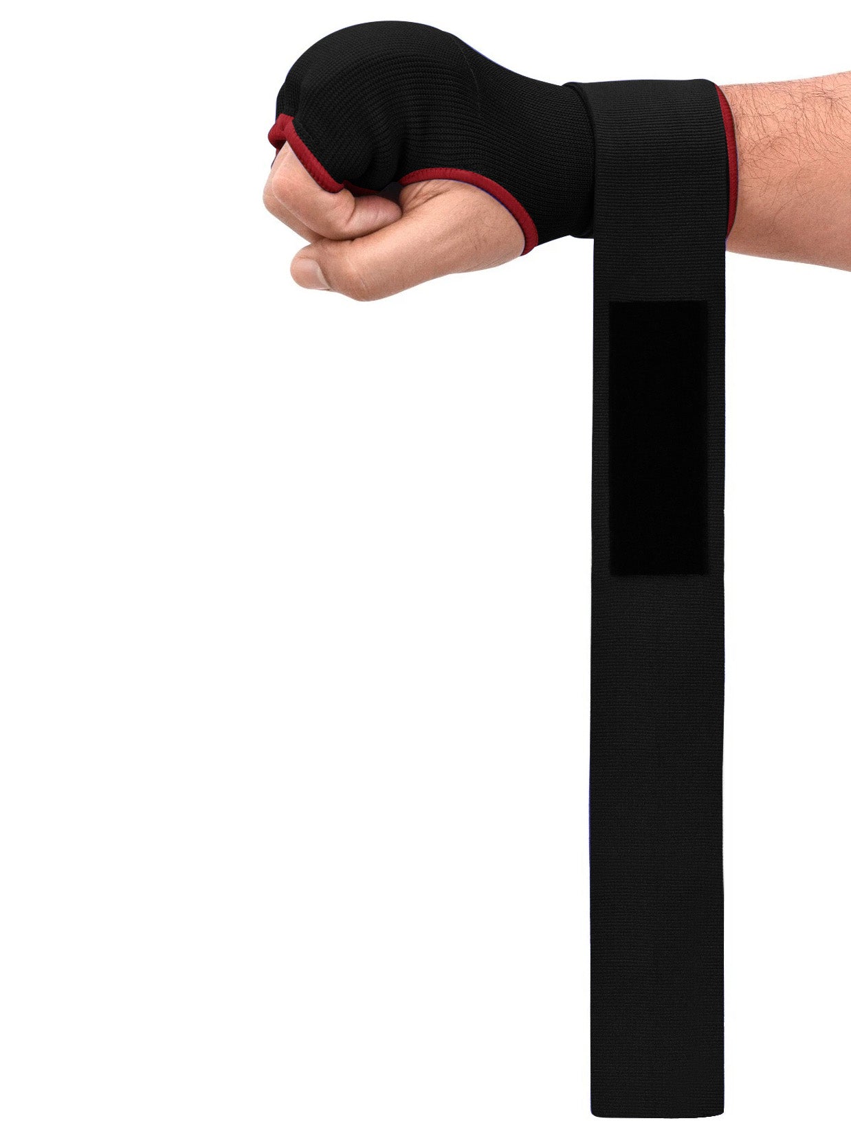 Single Left Hand Premium Quality Gloves with Bandage-Black with Red-LV4525