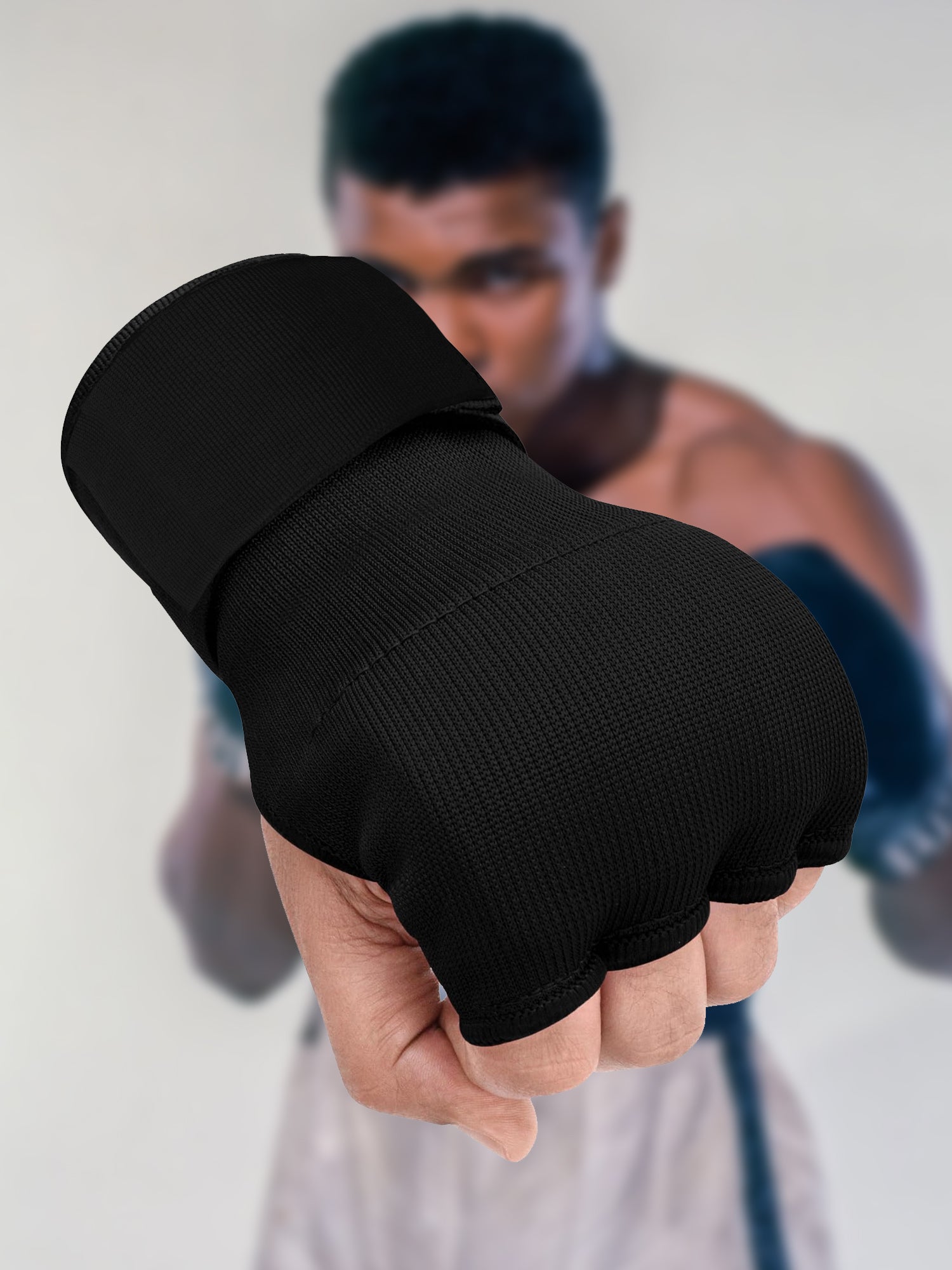 Single Left Hand Premium Quality Gloves with Bandage-Black-LV4531