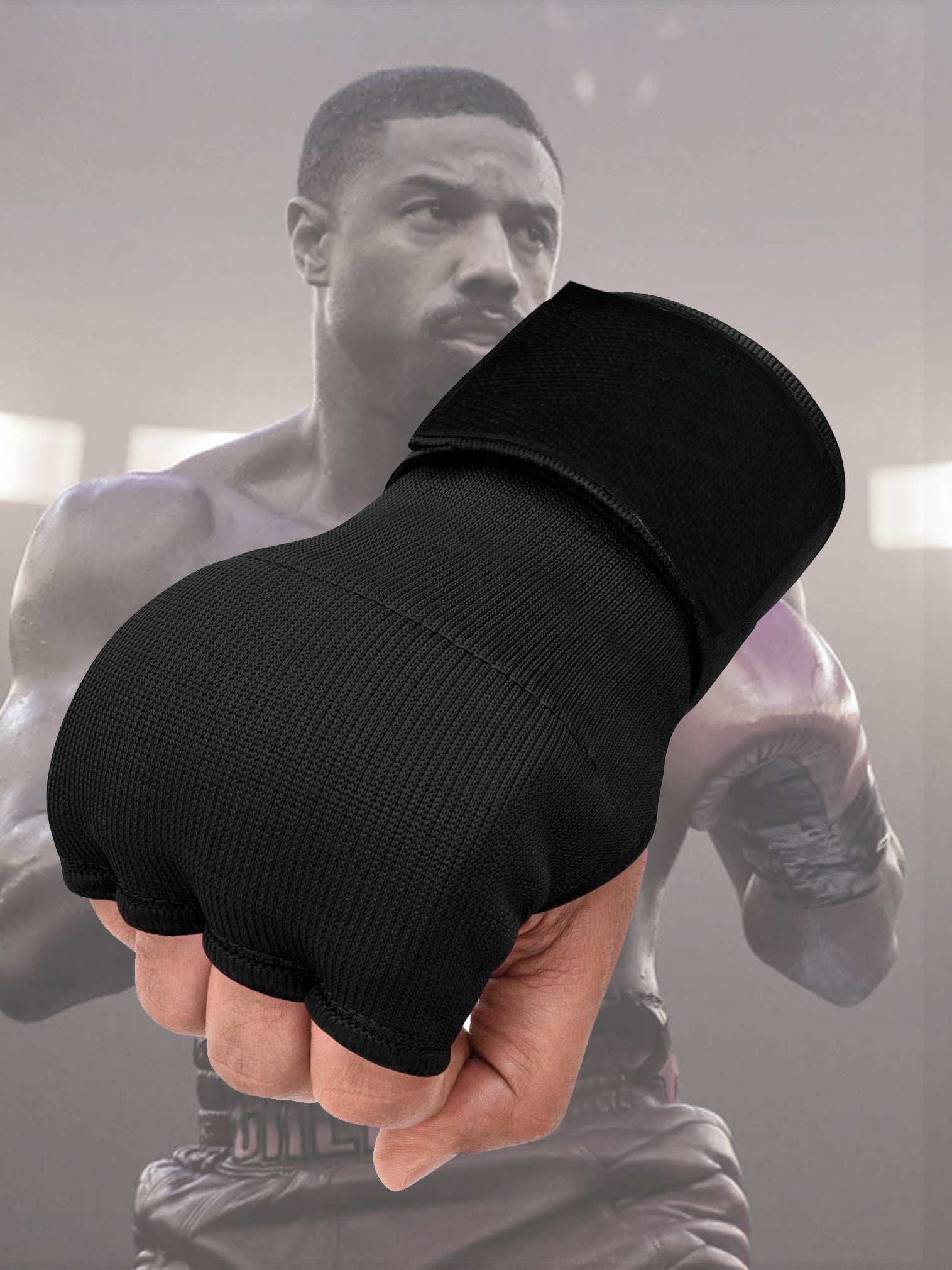 Single Right Hand Gel Gloves with Bandage-Black-LV522