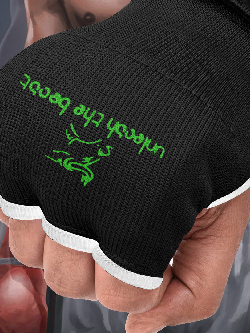 Single Right Hand Islero Fitness Gel Gloves with Bandage-Black with White-LV500