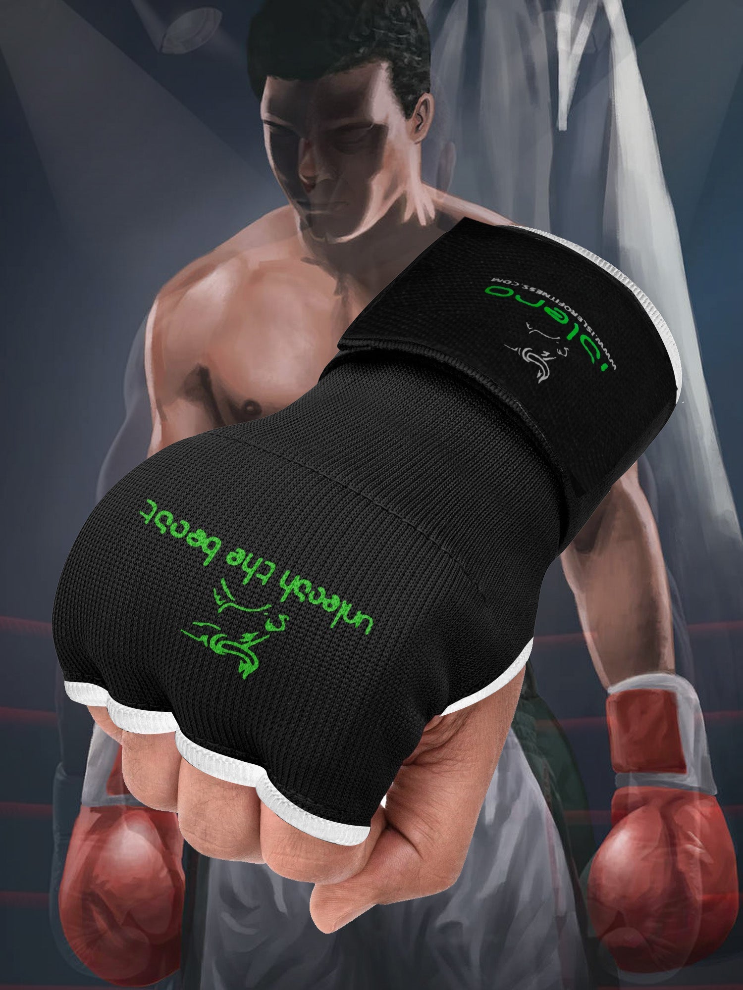 Single Right Hand Islero Fitness Gel Gloves with Bandage-Black with White-LV500