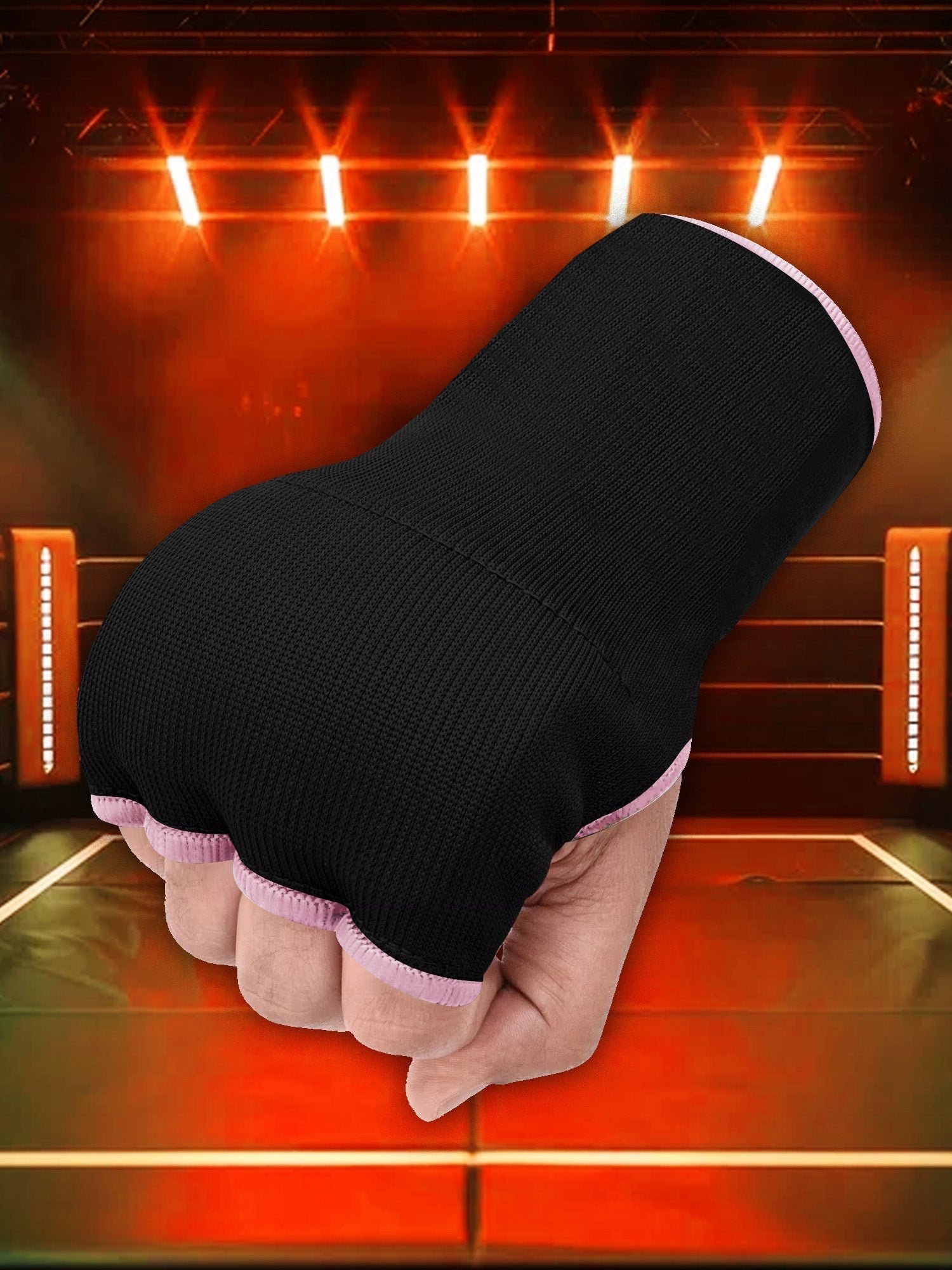 Single Right Hand Premium Quality Gloves-Black with Pink-LV480