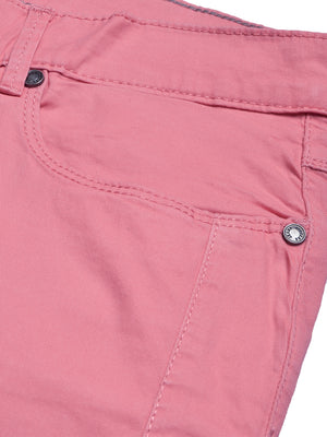 Stooker Cotton Denim Capri For Women-Pink-BE1270/BR13514