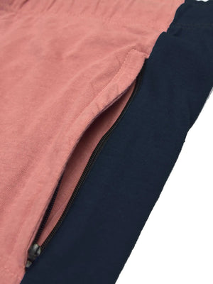 Summer Single Jersey Slim Fit Trouser For Men-Pink With Navy Stripe-SP128