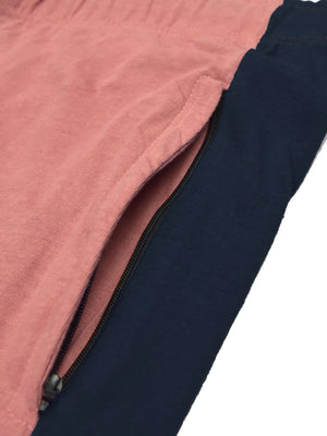 Summer Single Jersey Slim Fit Trouser For Men-Light Pink With Navy Pannel-BE45