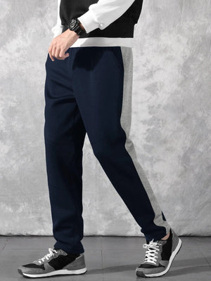 Summer Single Jersey Slim Fit Trouser For Men-Navy With Grey Melange Stripe-SP135/R2102