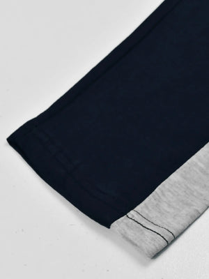 Summer Single Jersey Slim Fit Trouser For Men-Navy With Grey Melange Stripe-SP135/R2102