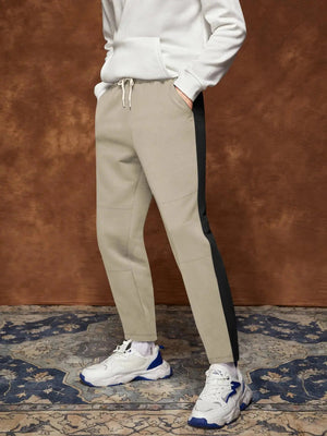 Summer Single Jersey Slim Fit Trouser For Men-Light Skin With Black Stripe-SP132