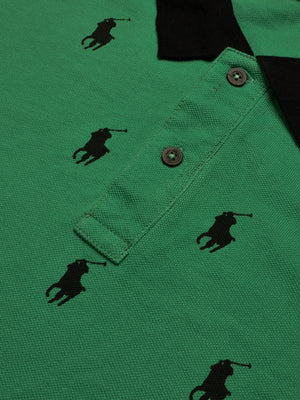 PRL Summer Polo Shirt For Men-Green with Allover Print-BE679/BR12932