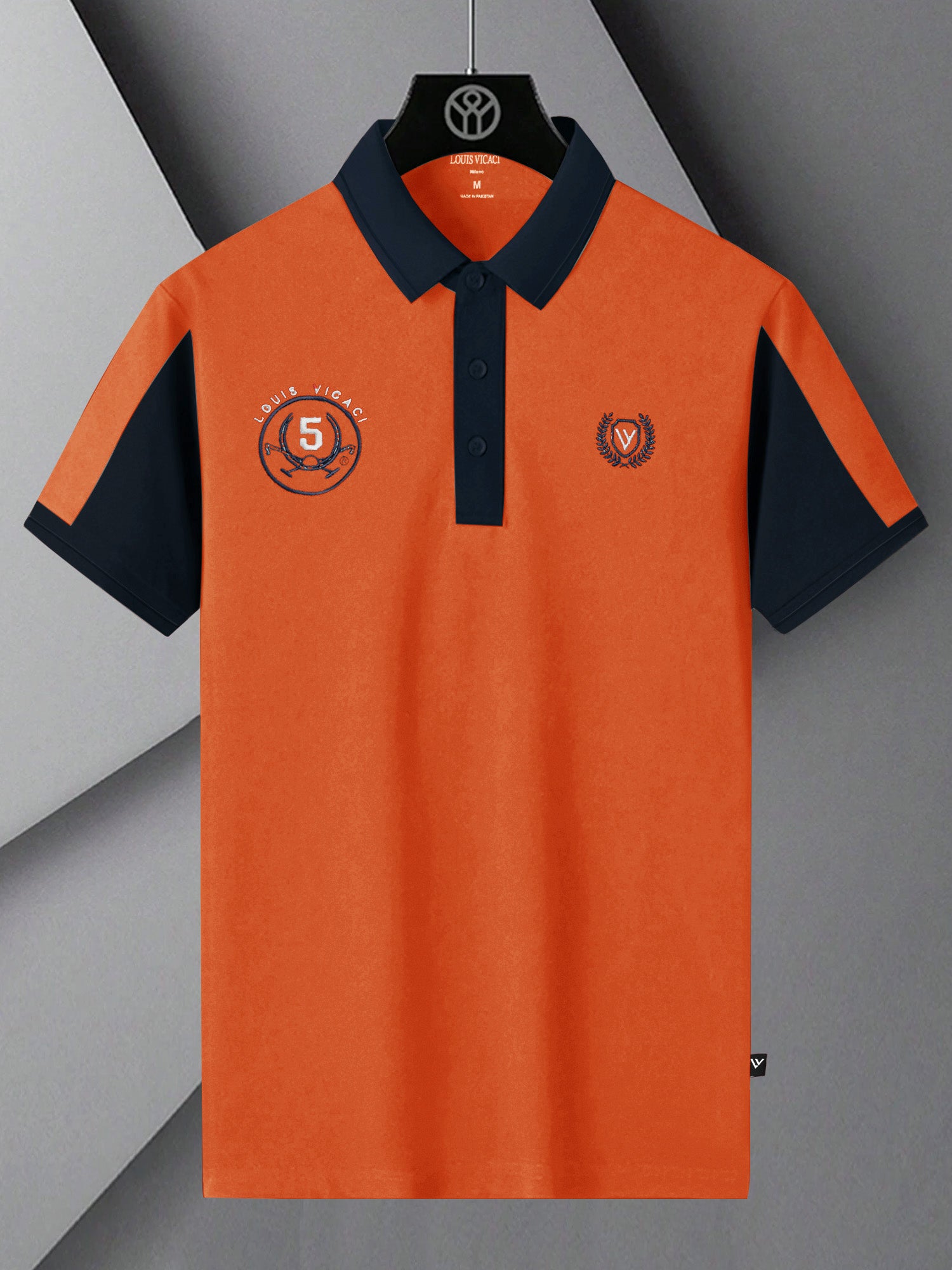 LV Summer Polo Shirt For Men-Orange & Dark Navy-SP1544/RT2365